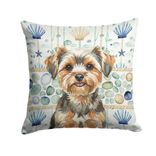 Load image into Gallery viewer, Yorkiepoo Coastal Sea Glass Throw Pillow