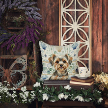 Load image into Gallery viewer, Yorkiepoo Coastal Sea Glass Throw Pillow