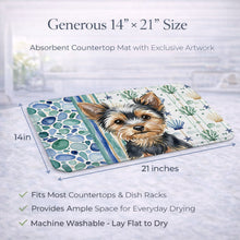 Load image into Gallery viewer, Black and Tan Yorkshire Terrier Coastal Sea Glass Dish Drying Mat