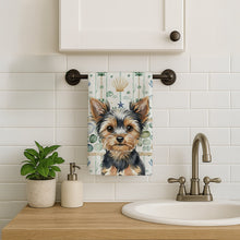 Load image into Gallery viewer, Black and Tan Yorkshire Terrier Coastal Sea Glass Kitchen Towel