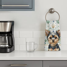Load image into Gallery viewer, Black and Tan Yorkshire Terrier Coastal Sea Glass Kitchen Towel