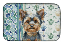 Load image into Gallery viewer, Blue and Tan Yorkshire Terrier Coastal Sea Glass Dish Drying Mat