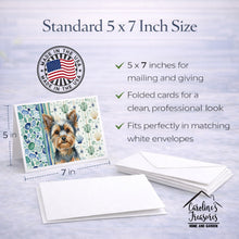 Load image into Gallery viewer, Blue and Tan Yorkshire Terrier Coastal Sea Glass Greeting Cards Pack of 8