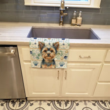 Load image into Gallery viewer, Blue and Tan Yorkshire Terrier Coastal Sea Glass Kitchen Towel