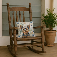 Load image into Gallery viewer, Blue and Tan Yorkshire Terrier Coastal Sea Glass Throw Pillow