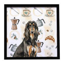 Load image into Gallery viewer, Black &amp; Tan Afghan Hound Coffee Bar Framed Metal Print