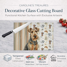 Load image into Gallery viewer, Grizzle Airedale Terrier Coffee Bar Glass Cutting Board
