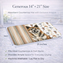 Load image into Gallery viewer, Brindle Akita Coffee Bar Dish Drying Mat