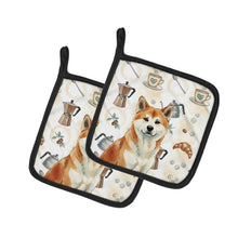 Load image into Gallery viewer, Red Akita Coffee Bar Pair of Pot Holders