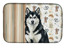 Load image into Gallery viewer, Black and White Alaskan Malamute Coffee Bar Dish Drying Mat
