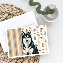 Load image into Gallery viewer, Black and White Alaskan Malamute Coffee Bar Greeting Cards Pack of 8