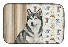 Load image into Gallery viewer, Gray and White Alaskan Malamute Coffee Bar Dish Drying Mat