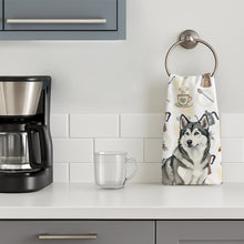 Load image into Gallery viewer, Gray and White Alaskan Malamute Coffee Bar Kitchen Towel