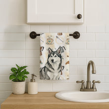 Load image into Gallery viewer, Gray and White Alaskan Malamute Coffee Bar Kitchen Towel