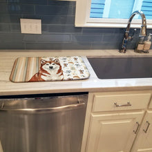 Load image into Gallery viewer, Red and White Alaskan Malamute Coffee Bar Dish Drying Mat
