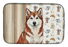 Load image into Gallery viewer, Red and White Alaskan Malamute Coffee Bar Dish Drying Mat