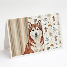 Load image into Gallery viewer, Red and White Alaskan Malamute Coffee Bar Greeting Cards Pack of 8