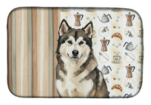 Load image into Gallery viewer, Sable and White Alaskan Malamute Coffee Bar Dish Drying Mat