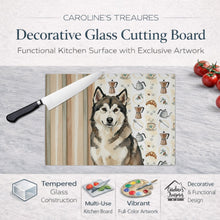 Load image into Gallery viewer, Sable and White Alaskan Malamute Coffee Bar Glass Cutting Board