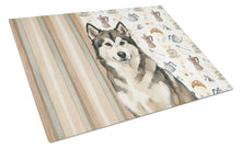 Load image into Gallery viewer, Sable and White Alaskan Malamute Coffee Bar Glass Cutting Board