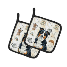 Load image into Gallery viewer, Black Tri American Shepherd Coffee Bar Pair of Pot Holders