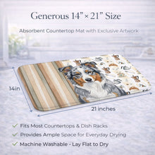 Load image into Gallery viewer, Blue Merle American Shepherd Coffee Bar Dish Drying Mat