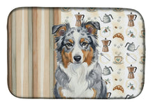 Load image into Gallery viewer, Blue Merle American Shepherd Coffee Bar Dish Drying Mat