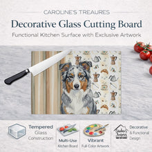 Load image into Gallery viewer, Blue Merle American Shepherd Coffee Bar Glass Cutting Board