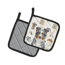Load image into Gallery viewer, Blue Merle American Shepherd Coffee Bar Pair of Pot Holders