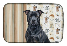 Load image into Gallery viewer, Black American Staffordshire Terrier Coffee Bar Dish Drying Mat