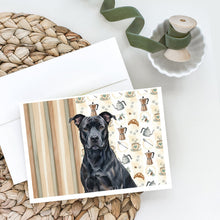 Load image into Gallery viewer, Black American Staffordshire Terrier Coffee Bar Greeting Cards Pack of 8