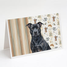 Load image into Gallery viewer, Black American Staffordshire Terrier Coffee Bar Greeting Cards Pack of 8