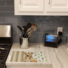 Load image into Gallery viewer, Fawn American Staffordshire Terrier Coffee Bar Glass Cutting Board