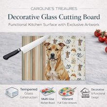 Load image into Gallery viewer, Fawn American Staffordshire Terrier Coffee Bar Glass Cutting Board