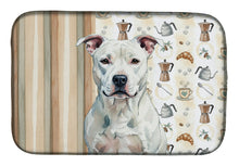 Load image into Gallery viewer, White American Staffordshire Terrier Coffee Bar Dish Drying Mat