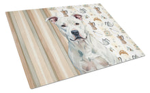 Load image into Gallery viewer, White American Staffordshire Terrier Coffee Bar Glass Cutting Board