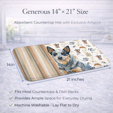 Load image into Gallery viewer, Blue Heeler Australian Cattle Dog Coffee Bar Dish Drying Mat