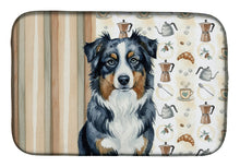 Load image into Gallery viewer, Black Australian Shepherd Coffee Bar Dish Drying Mat