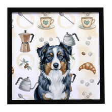 Load image into Gallery viewer, Black Australian Shepherd Coffee Bar Framed Metal Print