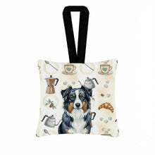 Load image into Gallery viewer, Black Australian Shepherd Coffee Bar Hanging Square Fabric Ornament 3.5 × 3.5
