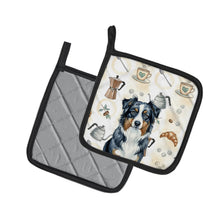 Load image into Gallery viewer, Black Australian Shepherd Coffee Bar Pair of Pot Holders