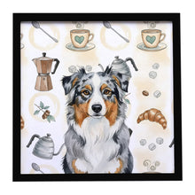 Load image into Gallery viewer, Blue Merle Australian Shepherd Coffee Bar Framed Metal Print