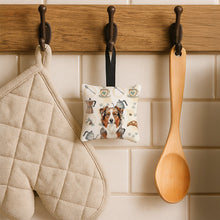 Load image into Gallery viewer, Red Merle Australian Shepherd Coffee Bar Hanging Square Fabric Ornament 3.5 × 3.5