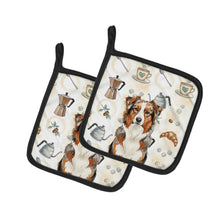 Load image into Gallery viewer, Red Merle Australian Shepherd Coffee Bar Pair of Pot Holders