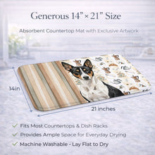 Load image into Gallery viewer, Black and White Basenji Coffee Bar Dish Drying Mat