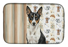 Load image into Gallery viewer, Black and White Basenji Coffee Bar Dish Drying Mat