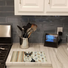 Load image into Gallery viewer, Black and White Basenji Coffee Bar Glass Cutting Board