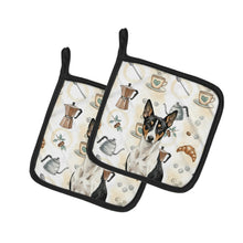Load image into Gallery viewer, Black and White Basenji Coffee Bar Pair of Pot Holders