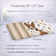 Load image into Gallery viewer, Brindle and White Basenji Coffee Bar Dish Drying Mat