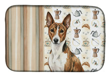 Load image into Gallery viewer, Brindle and White Basenji Coffee Bar Dish Drying Mat